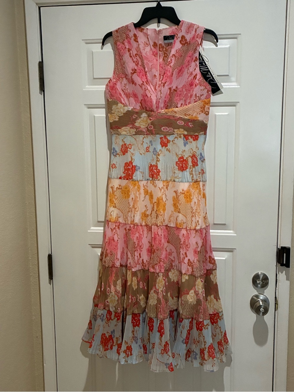 Dalia Macphee Tiered Floral chifon Dress